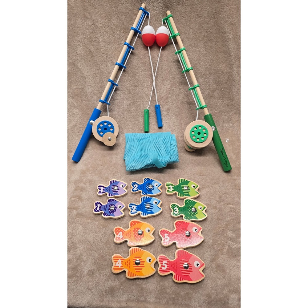 Melissa & Doug Lets Explore Fishing Play Set Wooden Magnetic Toy 15 Pieces